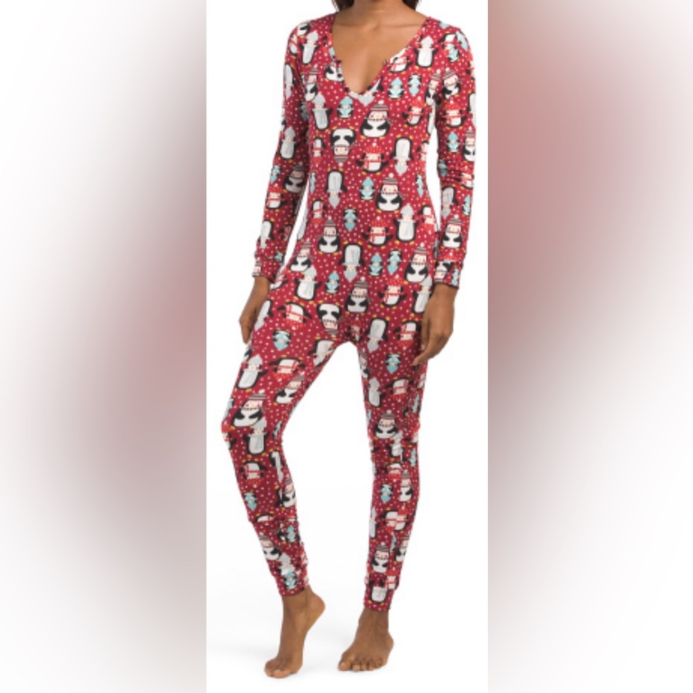 Shosho Red Snowman Pajama Onesie